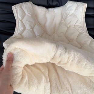 加绒加厚棉马甲女秋冬季叠穿羊羔绒保暖背心2025新款轻薄修身内搭