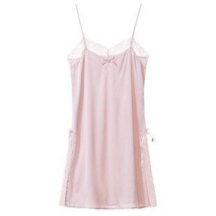 rosetree冰丝吊带睡衣女夏季薄款蕾丝镂空性感诱惑丝质ins风睡裙