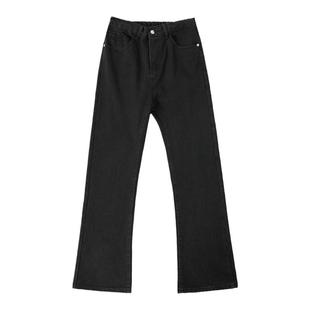 高个子加长版裤子男国潮高街黑色百搭直筒裤微喇秋冬牛仔裤120cm