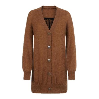 曼德诗绵羊毛材质毛衣开衫v领