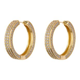 LUVAJ PAVE COCO HINGE HOOPS欧美小众设计镀金叠搭圆圈满钻耳环