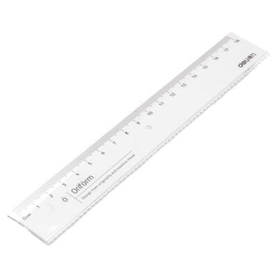 得力透明直尺带波浪线18cm