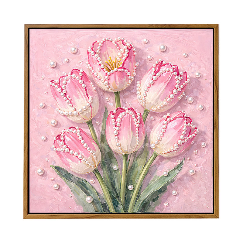 郁金香花卉珍珠画DIY材料包宋锦