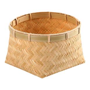 复古竹编小号收纳筐餐厅茶楼家用桌面干果零食水果收纳篓子竹制品