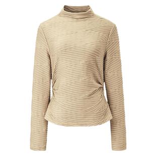 颜域半高领长袖针织上衣女装2025新款秋季通勤褶皱收腰显瘦打底衫