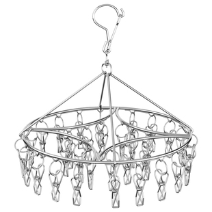 304不锈钢晾衣架多夹子圆形特粗晒袜子衣服夹挂钩晾晒凉内衣架