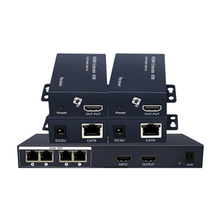 HDMI延长器网线分配收发传输60米一对多1进2/4出二四路高清转RJ45网络长线分频放大器带USB键鼠 1080P工程级