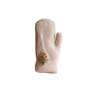 学院青年少年情侣通用加厚保暖防寒毛呢连指秋冬男女挂脖手套包指