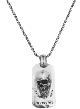 骷髅男士挂坠骷髅朋克风银项链