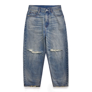 Gnomes lab重水洗做旧刀割破坏垮牛锥形牛仔裤原创国潮日系复古
