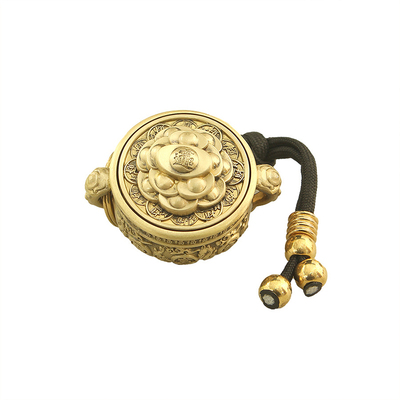 6cm纯铜聚宝盆转转盘玩手把件