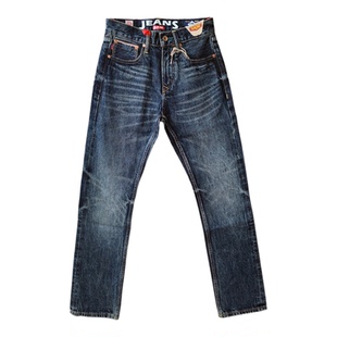 男装赤耳丹宁牛仔裤15盎司津巴布韦棉501复古蓝宽松直筒裤