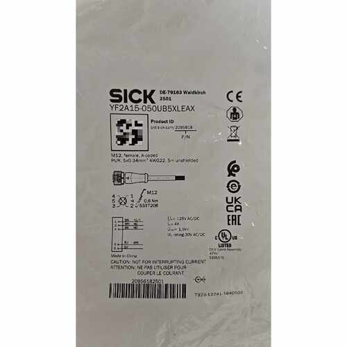 西克传感器线缆YF2A15-050UB5XLEAX 订货号2