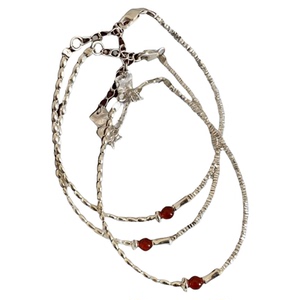 suzyacc kr超显白红玛瑙碎银纯银手链轻奢小众高级感串珠手饰女