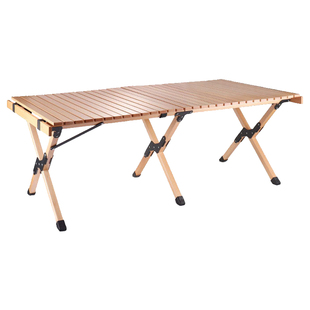 户外桌椅组合实木蛋卷桌椅子便携式折叠露营野餐桌椅套装室外摆摊