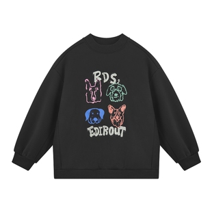 ei童装儿童加绒保暖卫衣2025冬装新款男女童卡通印花童趣休闲上衣