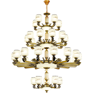 复式楼大吊灯新中式别墅客厅楼中楼中空五层楼梯挑空大气中山灯具