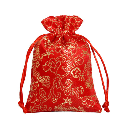 龙纹织锦缎布袋红色首饰