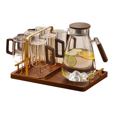 玻璃水具家用套装泡茶杯木柄把手