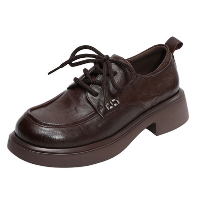 头层牛皮乐福鞋女2025新款厚底真皮软底不累脚百搭春秋英伦风皮鞋