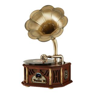 洛斯贝拉法式中古风复古留声机黑胶唱片机客厅音响蓝牙USB摆件