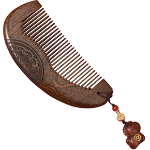 梳子檀木梳结婚陪嫁一对红色喜梳马年新年本命年生日礼物礼盒套装