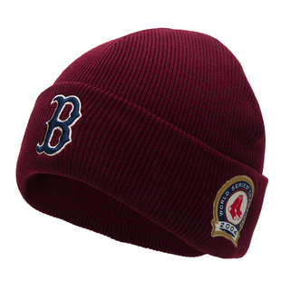 MLB酒红色毛线帽张凌赫KARINA同款复古搭针织帽25冬季新款帽子