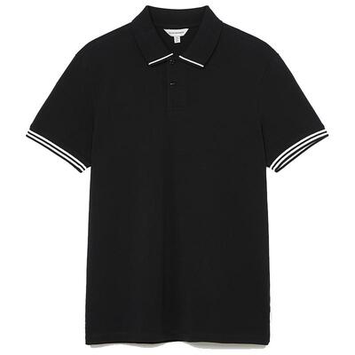 潮流撞色条纹短袖POLO衫