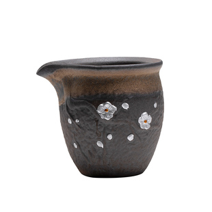 陶瓷公道杯复古中式鎏金铁釉梅花倒茶粗陶公杯功夫茶具匀杯分茶器