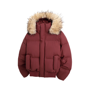 可拆卸毛领帽子棉衣棉服袄男加肥加大码潮牌胖子宽松情侣保暖冬装