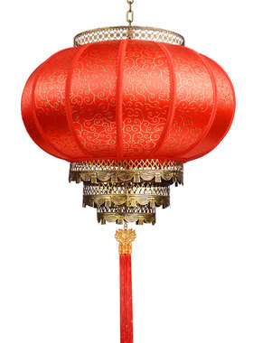2026新款仿羊皮户外春节防晒旋转大红吊灯新年中国风发光防水灯笼