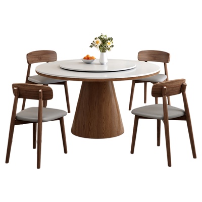 馨佰利岩板餐桌家用圆形饭桌简约