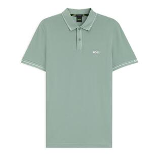 【礼物 珠地网眼 多色】BOSS博斯 26夏新袖口提花撞色短袖Polo衫