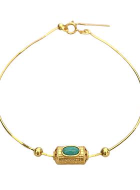 转运护身招财手链纯银镀金绿松石