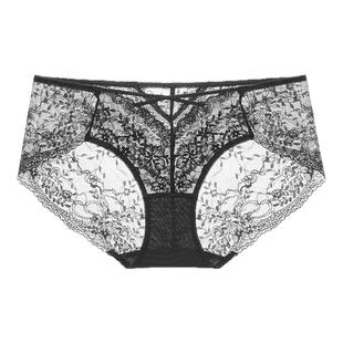 曼妮芬舒适中低腰性感蕾丝内裤女轻薄红色本命年纯棉底裆女生短裤