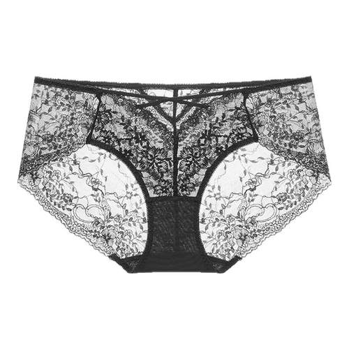 曼妮芬舒适中低腰性感蕾丝内裤女轻薄红色本命年纯棉底裆女生短裤