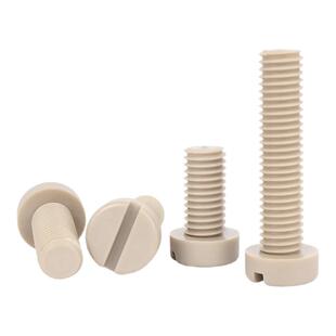 PEEK耐高温一字开槽圆柱头平头螺丝钉高强度塑料耐酸碱绝缘螺栓