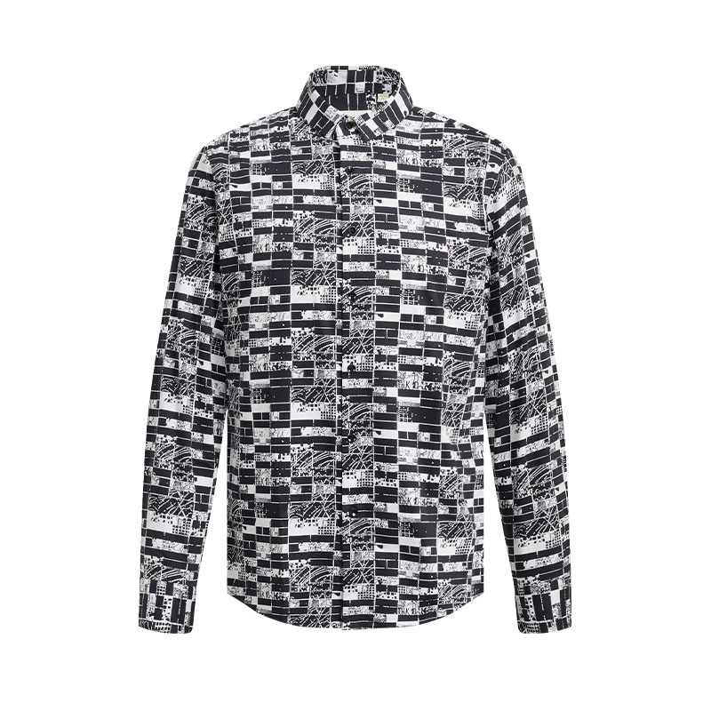 杉杉印花长袖衬衫男百搭休闲