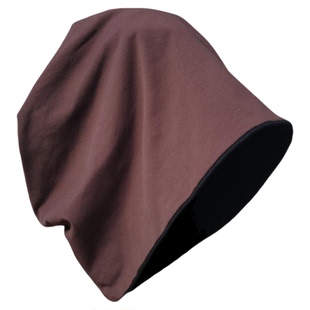 68cm大头围显脸小冷帽堆堆帽针织帽子全棉双面戴撞色套头帽薄防风