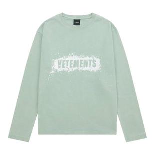 VETEMENTS 新款纯棉花卉喷绘男女圆领打底衫长袖T恤301446