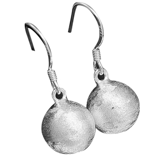 新款原创手工S925银耳钉坠女拉丝大小素银球简约时尚个性气质圆珠