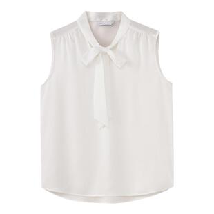 水云间无袖飘带衬衫背心女式坎肩雪纺衬衣气质row系风格穿搭夏款