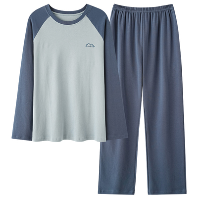 猫人睡衣男款春秋纯棉家居服套装