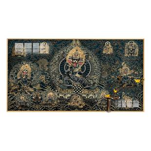 大威德金刚装饰画三世佛唐卡挂画佛堂客厅书房释迦牟尼藏式佛壁画