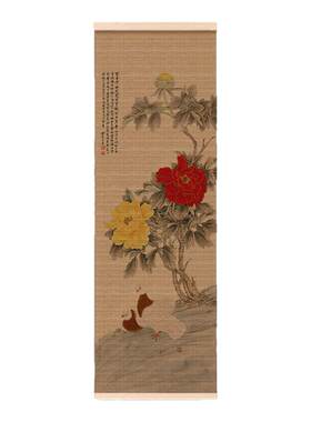 中古风进门玄关装饰画竹帘挂画