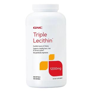 美国GNC健安喜大豆卵磷脂360粒进口三倍软磷脂软胶囊搭配深海鱼油