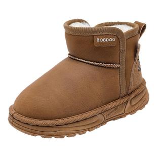 巴布豆童鞋官方旗舰店儿童雪地靴加绒大棉鞋短靴冬季男宝男童靴子