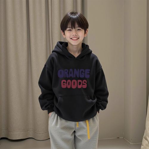 卫衣儿童连帽宽松白色2025新款流行男童初秋冬季加绒加厚外套上衣