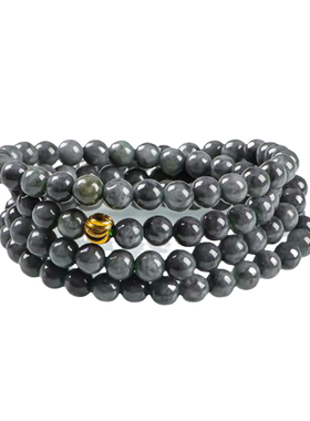 天然缅甸A货翡翠珠链乌鸡项链珠宝新中式民族风饰品情侣闺蜜礼物