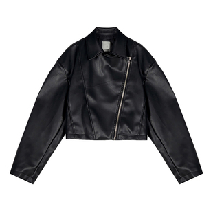 碧舍美式复古机车皮衣夹克男新款痞帅高级感翻领拉链bomber外套潮